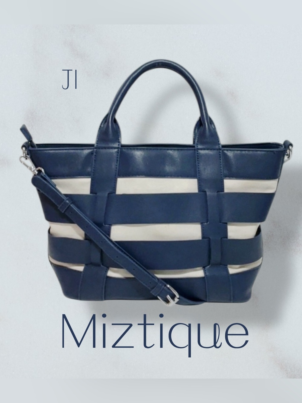 MIZTIQUE Woven Straps Over Canvas Shoulder Crossbody Tote
